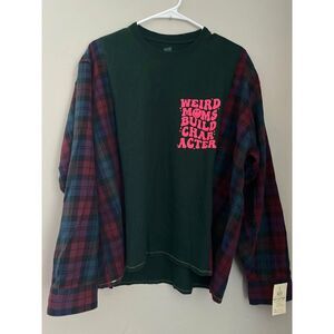 Weird Moms Build Character Upcycled Flannel Shirt